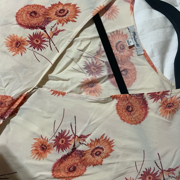 Madewell Cream Orange Sash Tie Wrap Top Dutch Dandelion Print - Picture 6 of 9